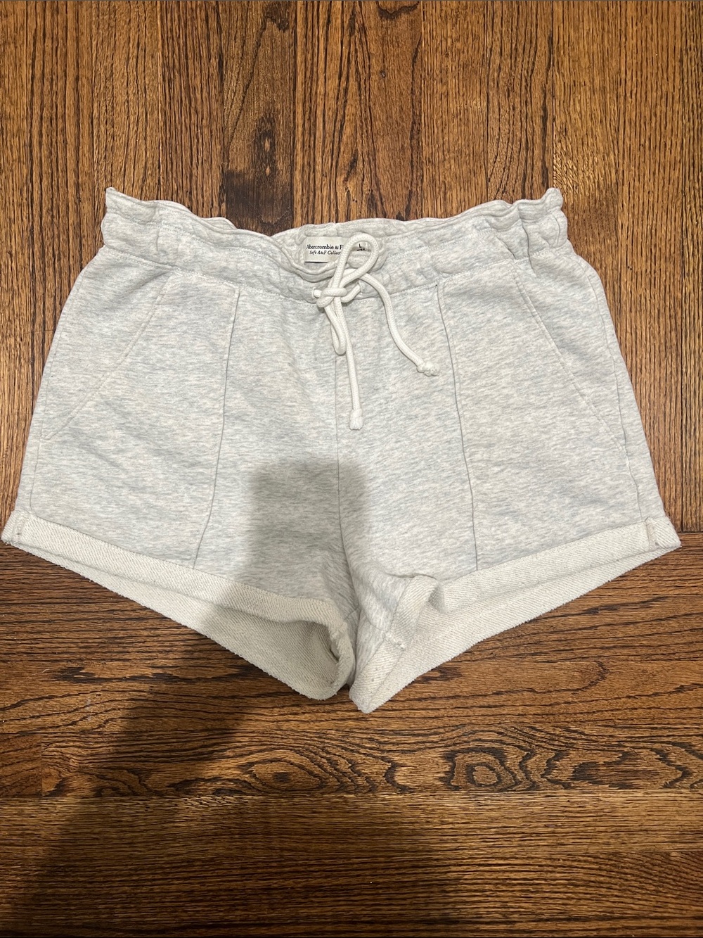 Abercrombie & Fitch Soft AF Collection Light Gray Drawstring Lounge Shorts